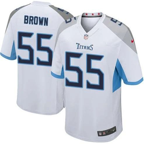Men Tennessee Titans 55 Jayon Brown Nike White Game NFL Jersey